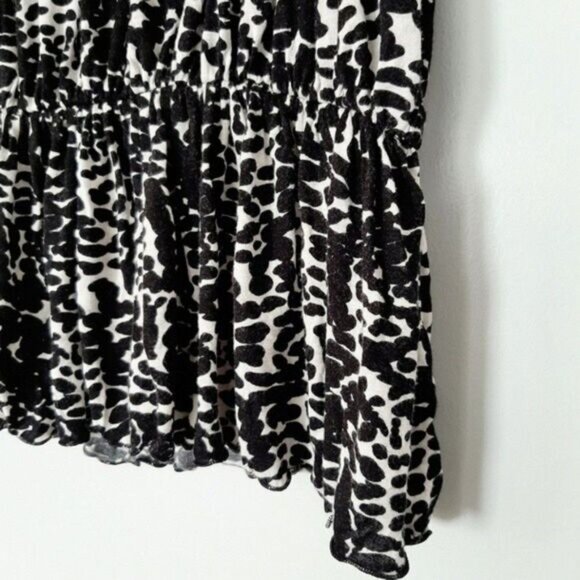 BANANA REPUBLIC Peplum Sleeveless Top B&W Watercolor Dot Print Sz M - Picture 9 of 10